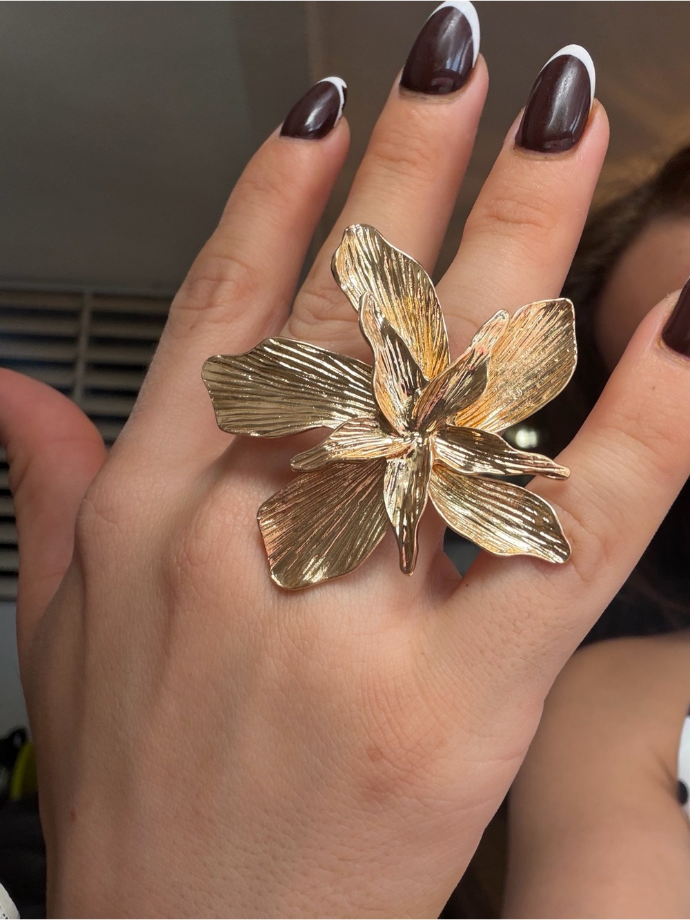 Gold Floral Statement Ring Like New